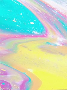 A pink, turquoise, yellow swirling colours entitled 'Ice Cream'
