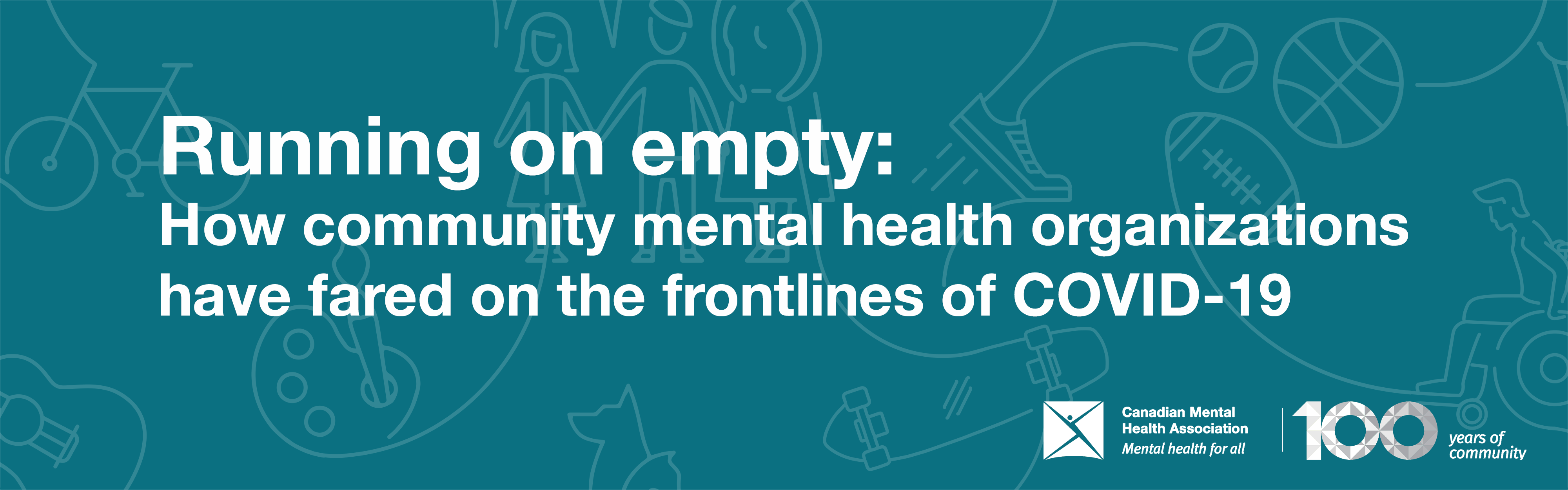Graphic reads "Running on empty: How community mental health organizations have fared on the frontlines of COVID-19" against a teal background