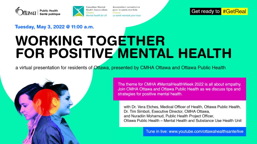 Working Together for Positive Mental Health flyer; two women stand back to back