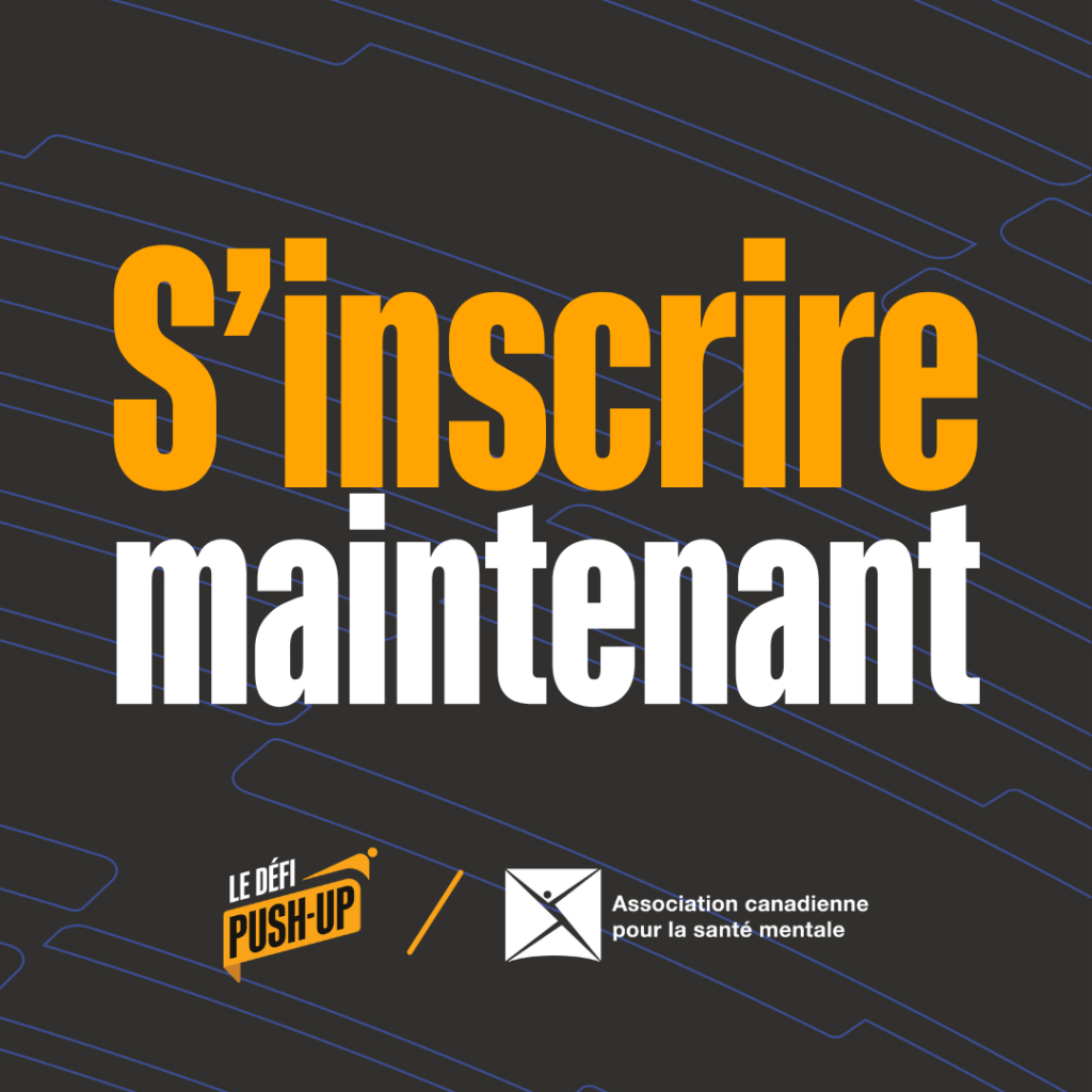 S'inscrire maintenant - texte orange et blanc sur fond noir.